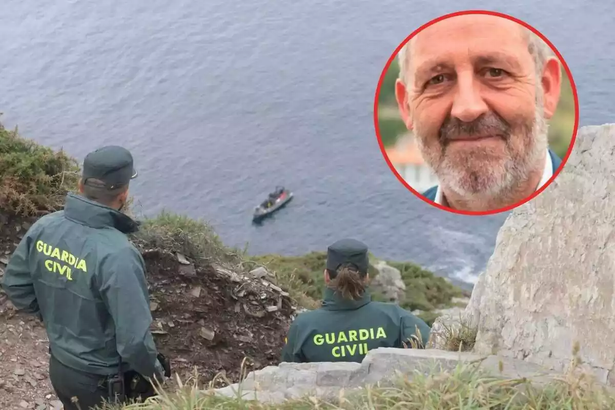 Montaje de la Guardia Civil en el Cabo Vídio y una imagen de Jaime Pérez Lorente