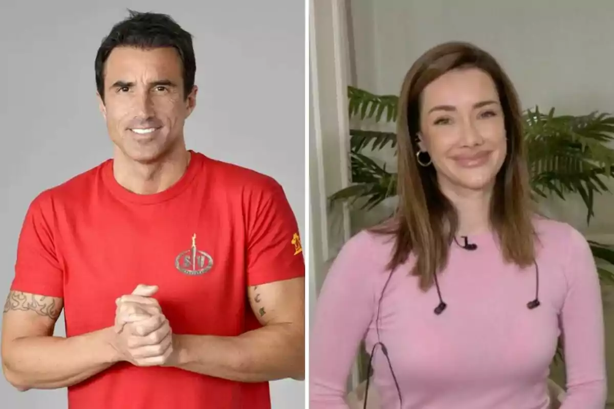 Hugo Sierra y Adara Molinero posando, una con camiseta roja y otra con camiseta rosa, ambas sonriendo. Hugo Sierra y Adara Molinero posando, una con camiseta roja y otra con camiseta rosa, ambas sonriendo.