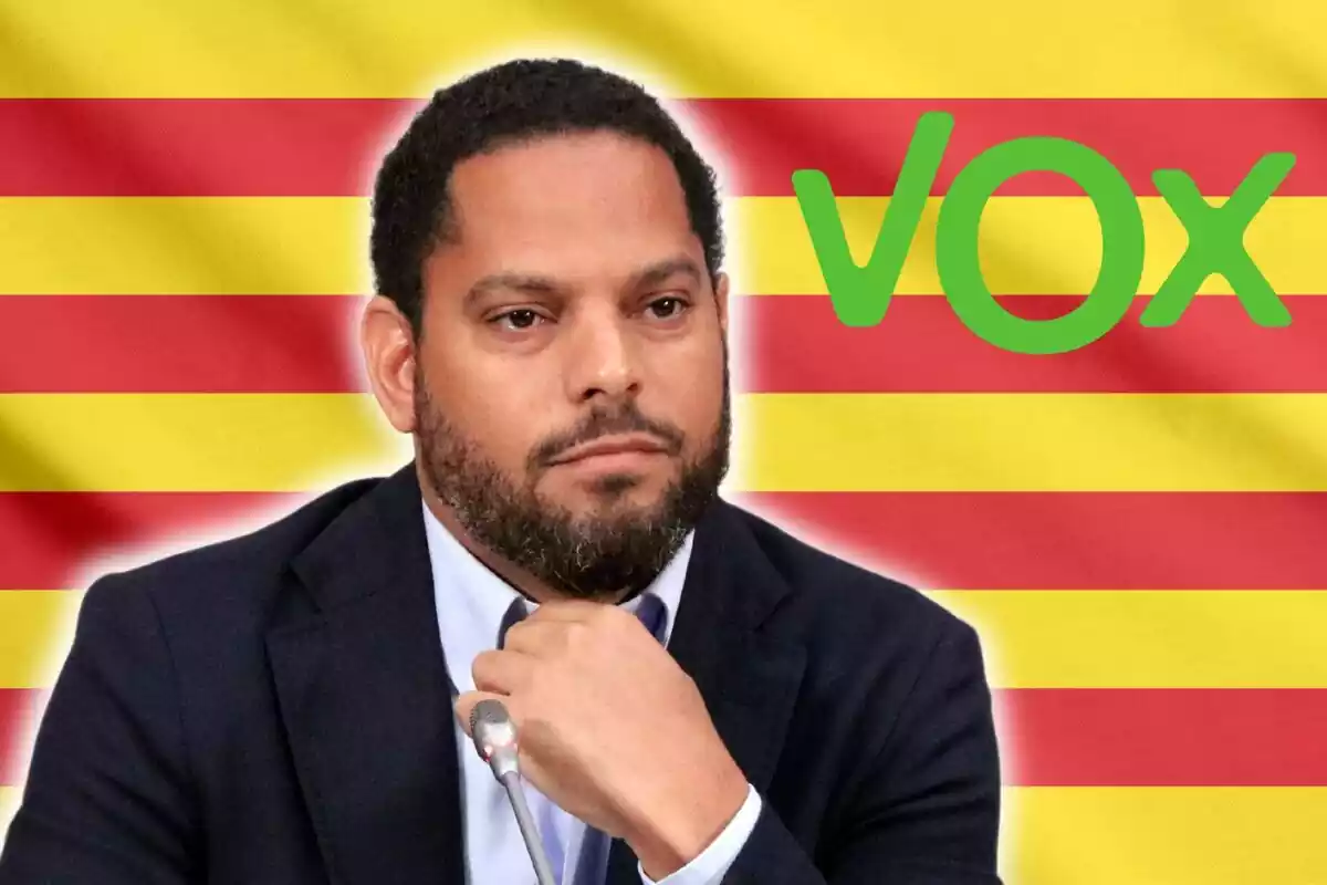 Montaje de Ignacio Garriga con la bandera catalana y el logo de Vox