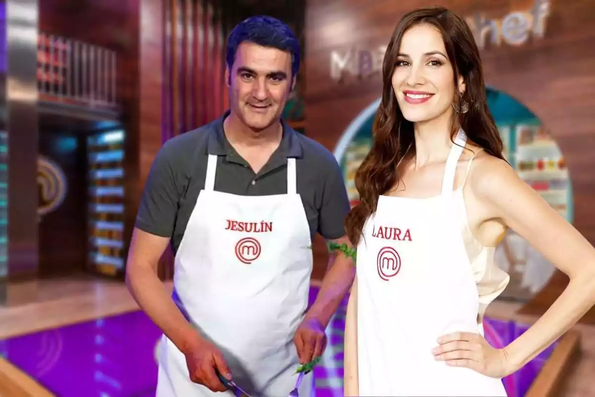 Montaje de imágenes con Laura Londoño y Jesulín de Ubrique en 'MasterChef Celebrity'