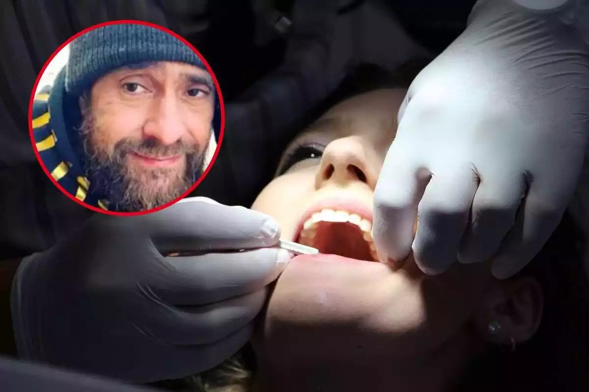 Montaje de una intervención en un dentista y una foto de Amadeo