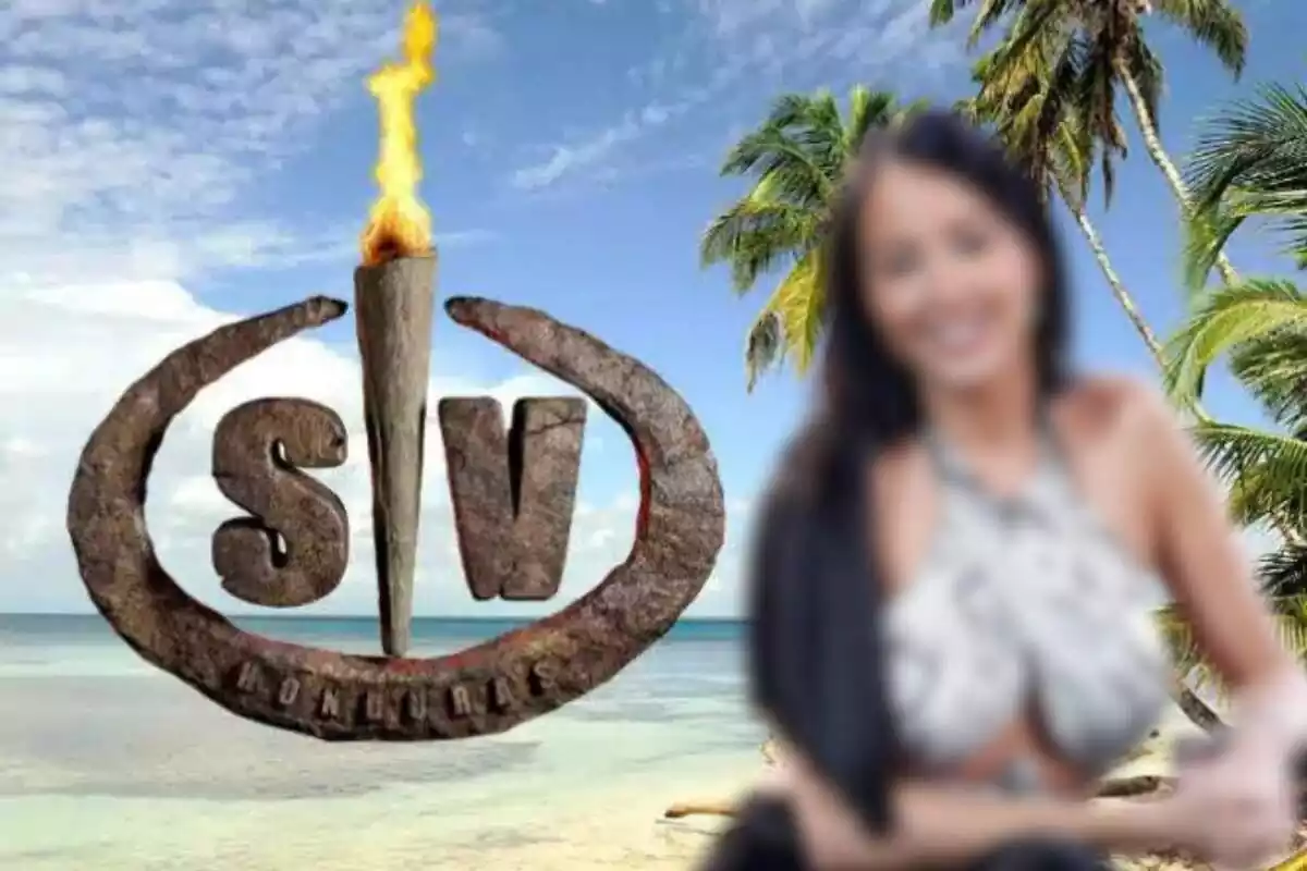 Montaje de la playa de una isla, el logo de 'Supervivientes' y Aurah Ruiz difuminada