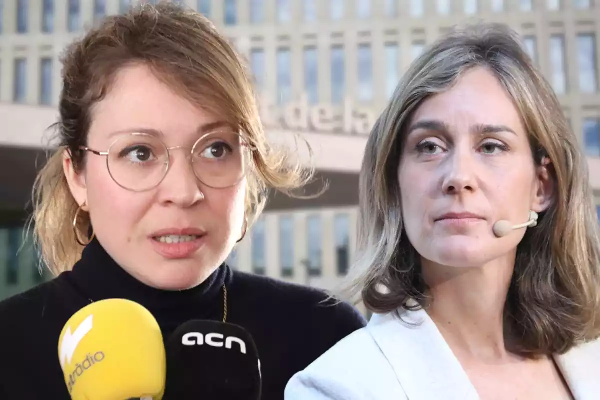 Montaje de Janet Sanz y Jéssica Albiach con la Ciutat de Justicia de Barcelona