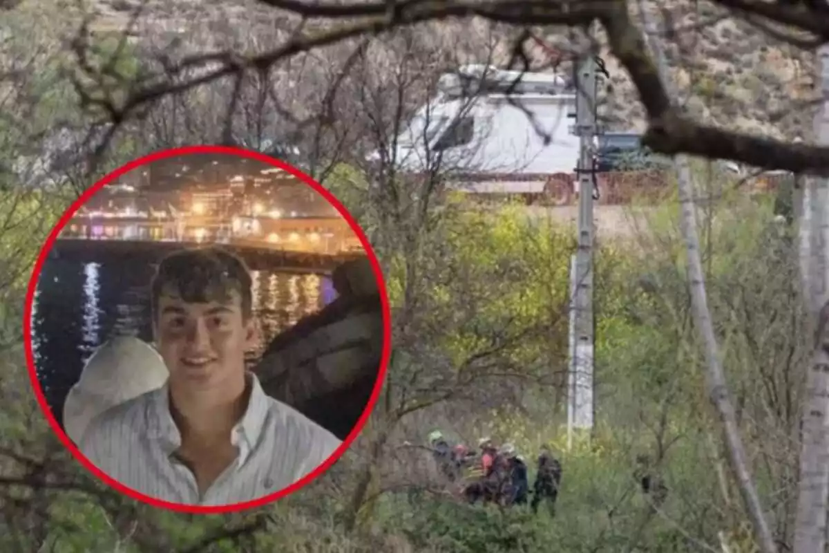 Montaje del joven Javier Márquez, hallado sin vida en el río Ebro