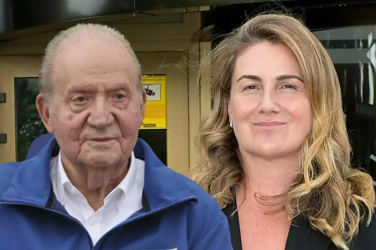 Juan Carlos I y Carlota Corredera posando juntas frente a un edificio.