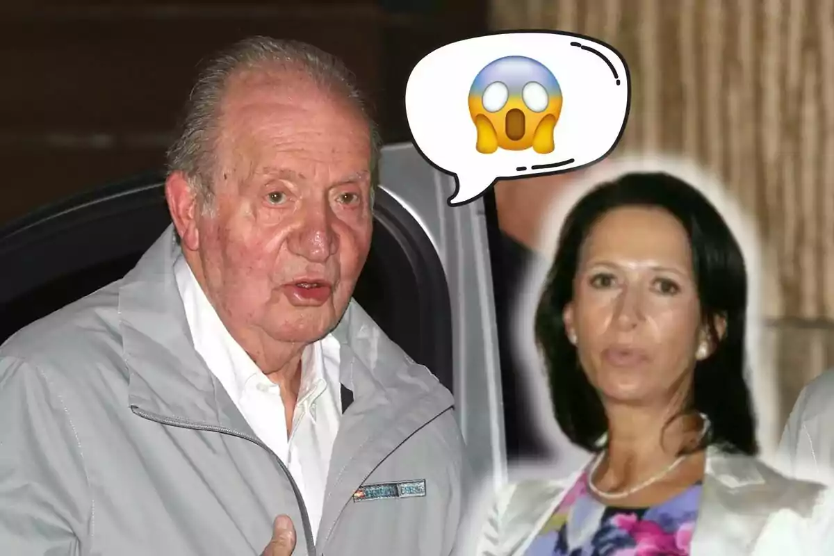 Juan Carlos I y Marta Gayá en una imagen, una de ellas con una expresión de sorpresa representada por un emoji.