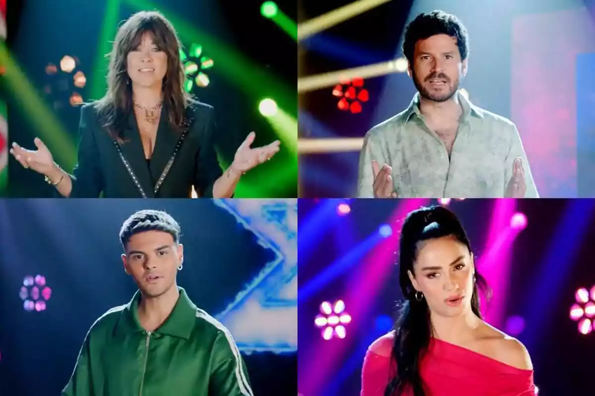 Montaje del jurado de Factor X en la promo de Telecinco: Lali Espósito, Abraham Mateo, Willy Bárcenas y Vanesa Martín