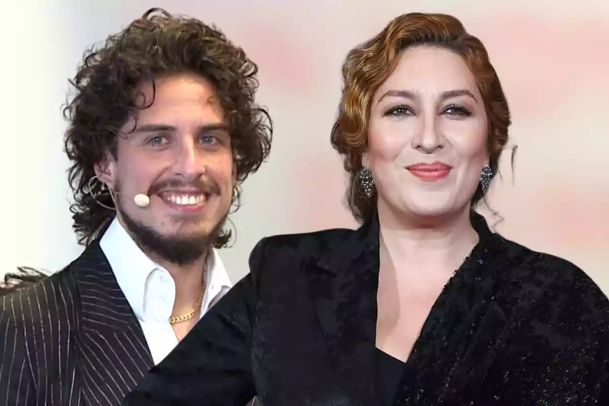 Montaje de Kiki Morente con su hermana Estrella Morente con rostros sonrientes