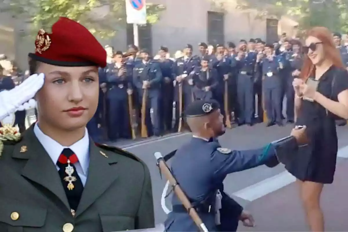 Montaje de la princesa Leonor con una pedida de mano de un militar