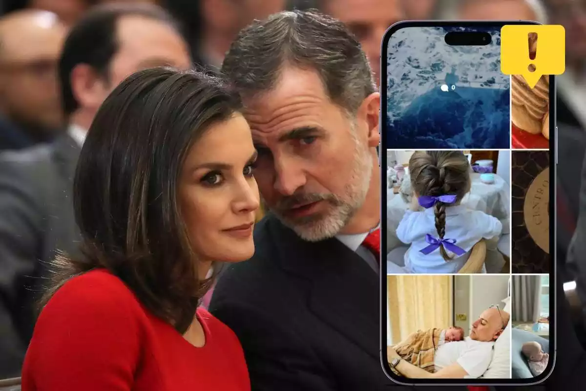 Montaje de Letizia y Felipe junto a una captura del Instagram de Jaime del Burgo