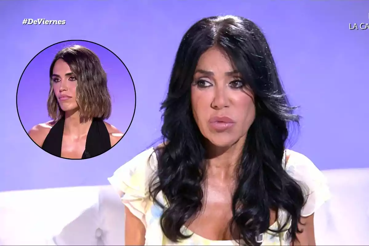 Maite Galdeano y Sofía Suescun en un programa de televisión con el hashtag #DeViernes en la esquina superior izquierda. Maite Galdeano y Sofía Suescun en un programa de televisión con el hashtag #DeViernes en la esquina superior izquierda.