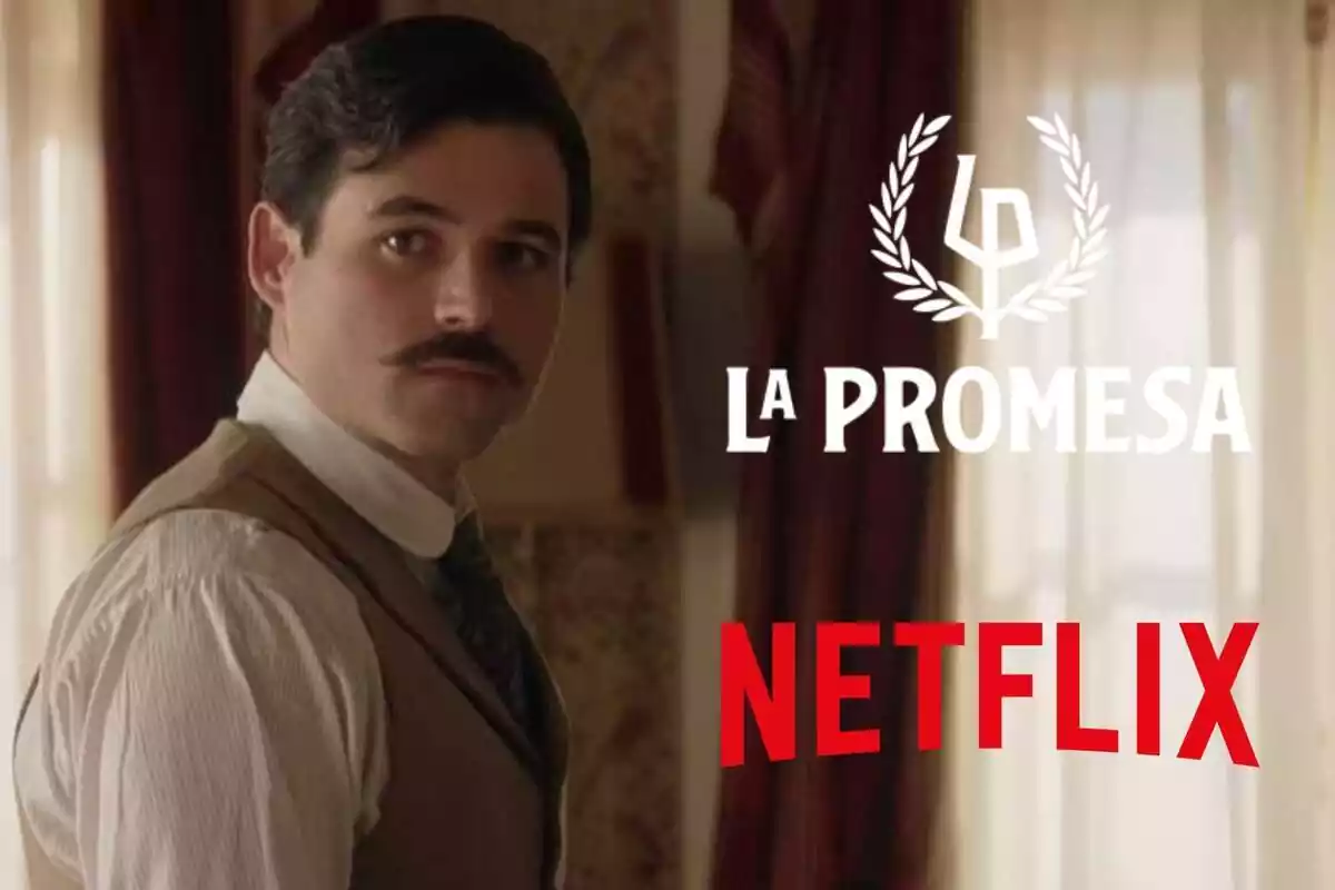 Montaje del personaje de Manuel en 'La Promesa', el logo de la serie y el de Netflix