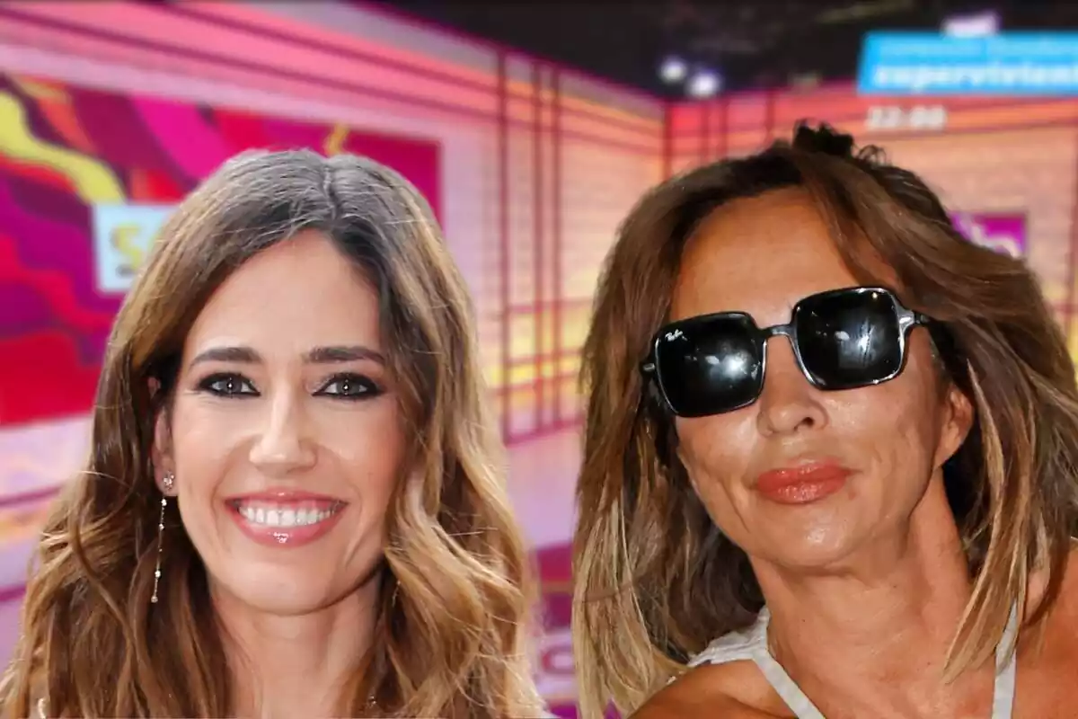 Montaje de Núria Marín y María Patiño con el fondo de 'Socialité'