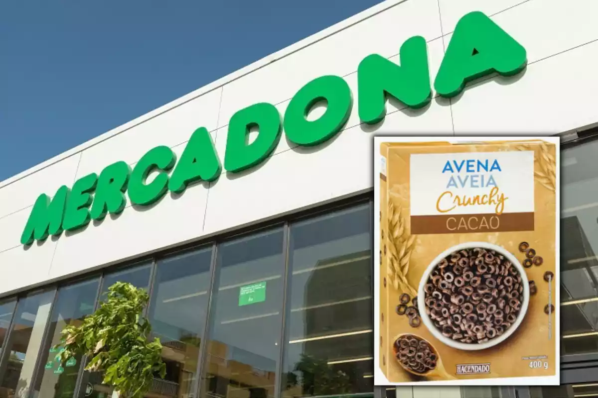 Montaje de Mercadona con los cereales Avena Crunchy Cacao