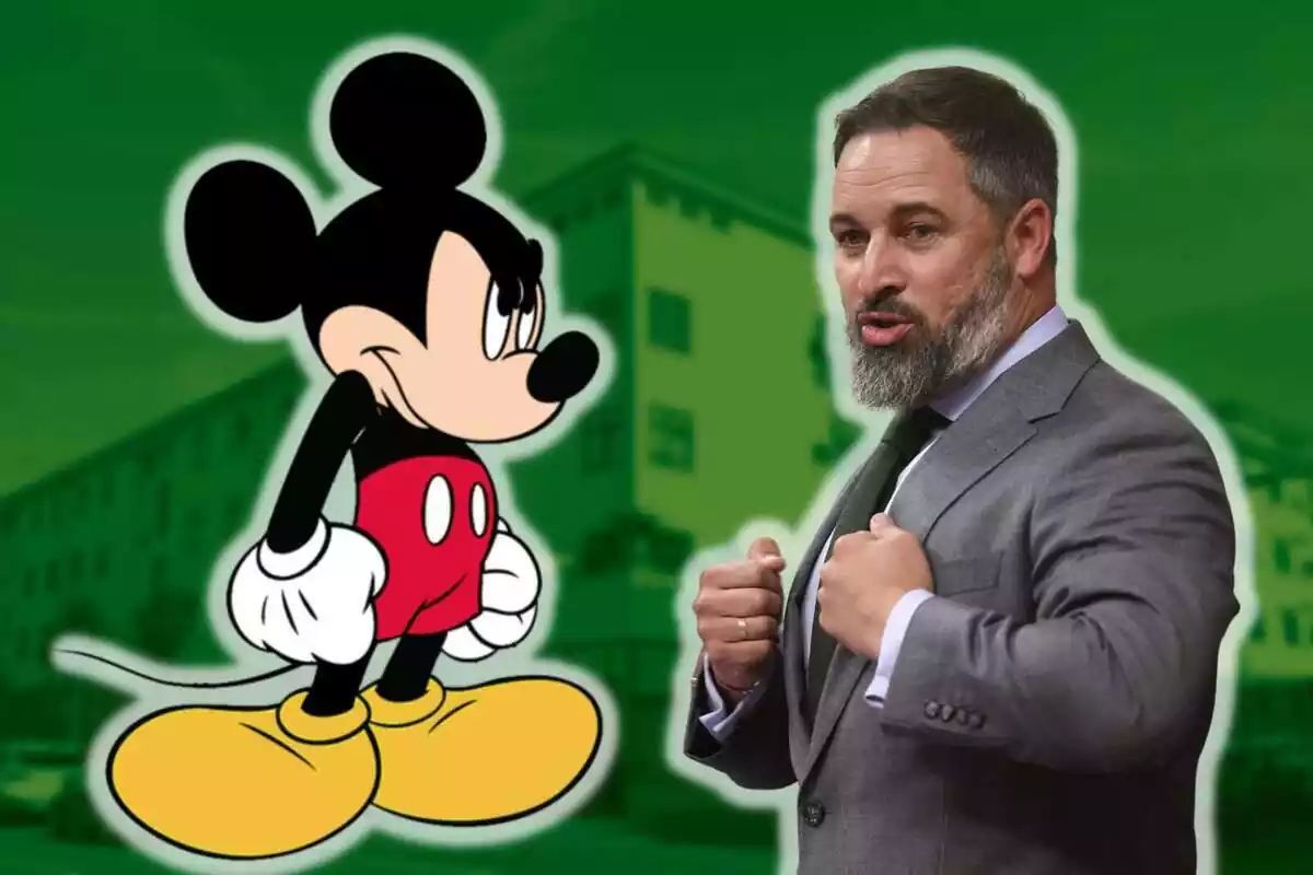 Montaje Mickey Mouse enfadado con Santiago Abascal
