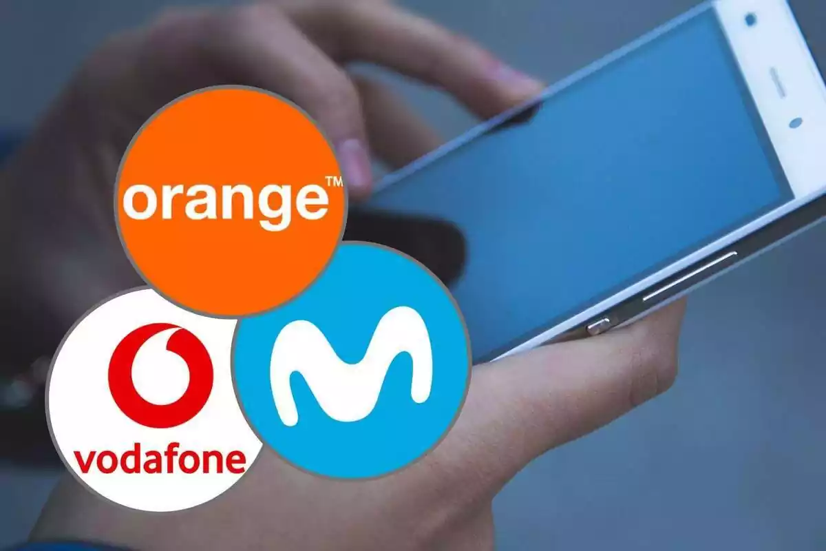 Montaje con los logos de Orange, Movistar y Vodafone