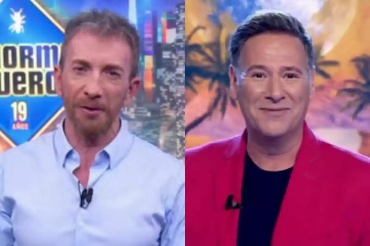 Montaje de Pablo Motos en El Hormiguero a la izquierda con Carlos Latre en Babylon Show a la derecha