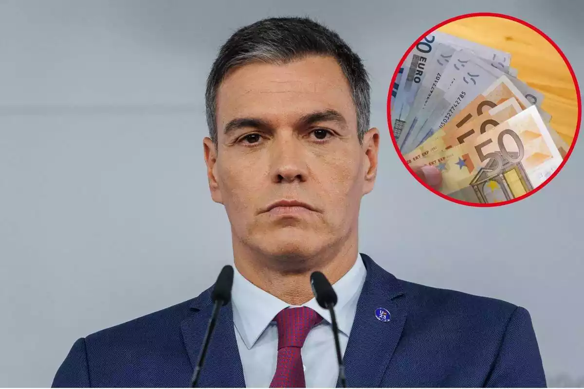 Montaje de Pedro Sánchez y billetes de 50 euros