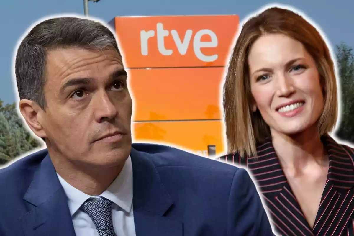 Montaje de Pedro Sánchez y Silvia Intxaurrondo con RTVE detrás