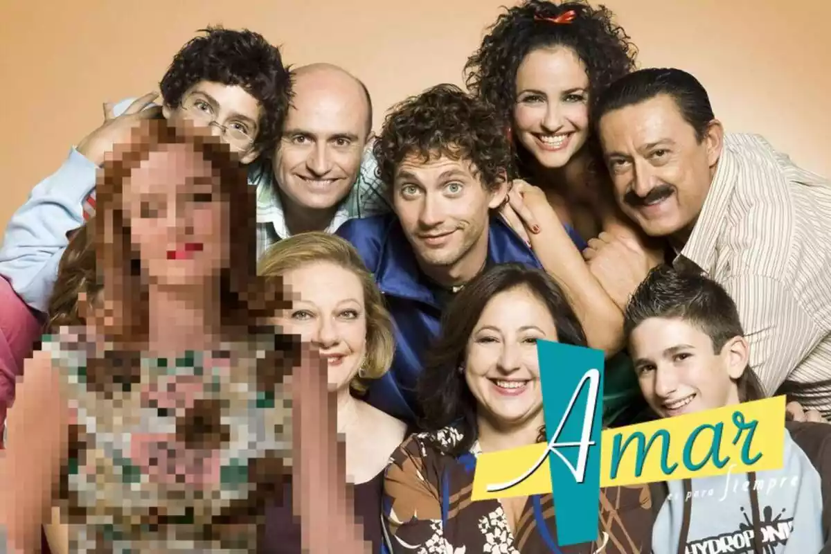 Montaje con los personajes de 'Aída', Ana Polvorosa pixelado en 'Amar es para siempre' y el logo de la serie