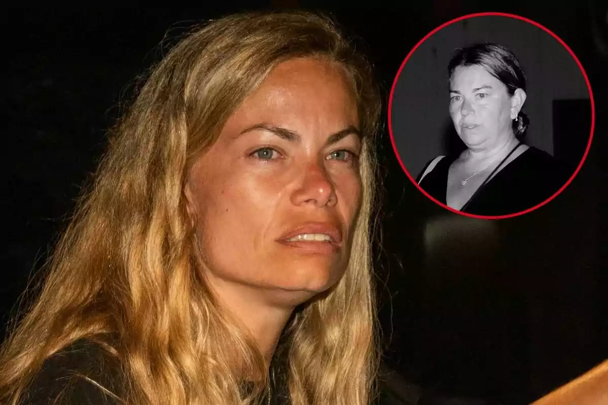 Carla Goyanes con cabello rubio y expresión seria, con una imagen en blanco y negro de Caritina Goyanes en un círculo rojo en la esquina superior derecha. Carla Goyanes con cabello rubio y expresión seria, con una imagen en blanco y negro de Caritina Goyanes en un círculo rojo en la esquina superior derecha.