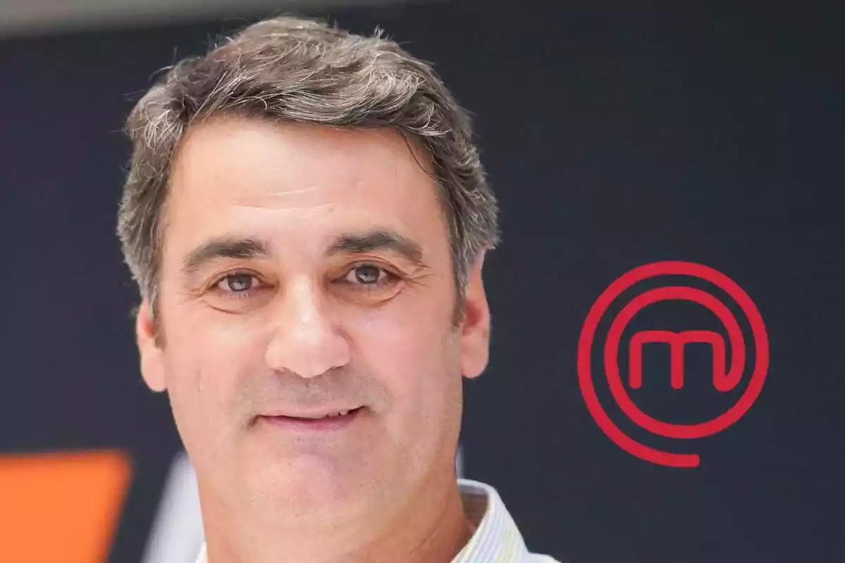 Montaje primer plano Jesulín de Ubrique con rostro sonriente con el logo de 'Masterchef'