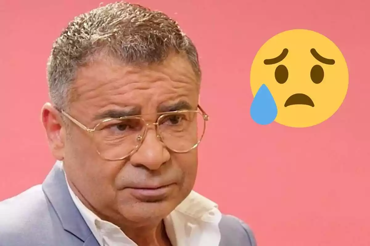 Montaje de un primer plano de Jorge Javier Vázquez serio y un emoji triste