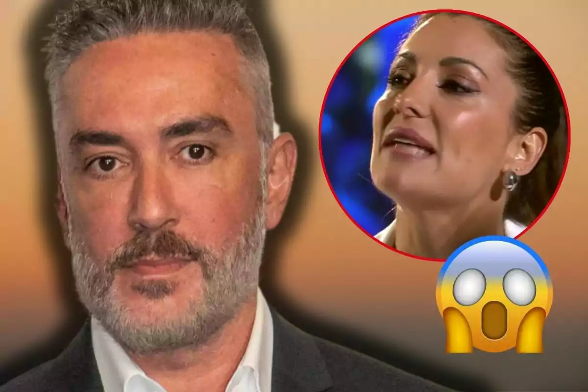 Kiko Hernández en primer plano, con Nagore Robles en un círculo rojo en la esquina superior derecha y un emoji de sorpresa en la parte inferior.