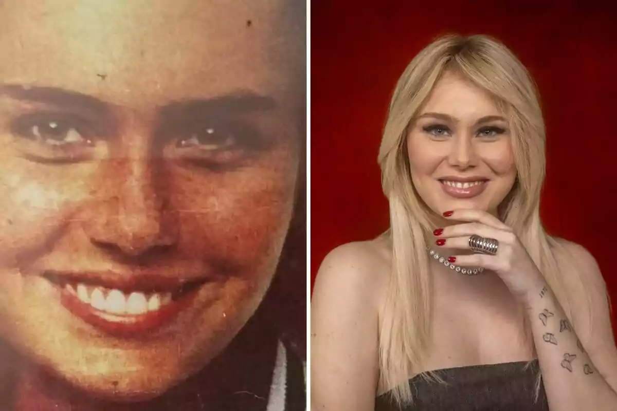 Dos imágenes lado a lado de Ylenia Carrisi y Jasmine Carrisi, una en un estilo más antiguo y otra moderna, ambas sonriendo. Dos imágenes lado a lado de Ylenia Carrisi y Jasmine Carrisi, una en un estilo más antiguo y otra moderna, ambas sonriendo.