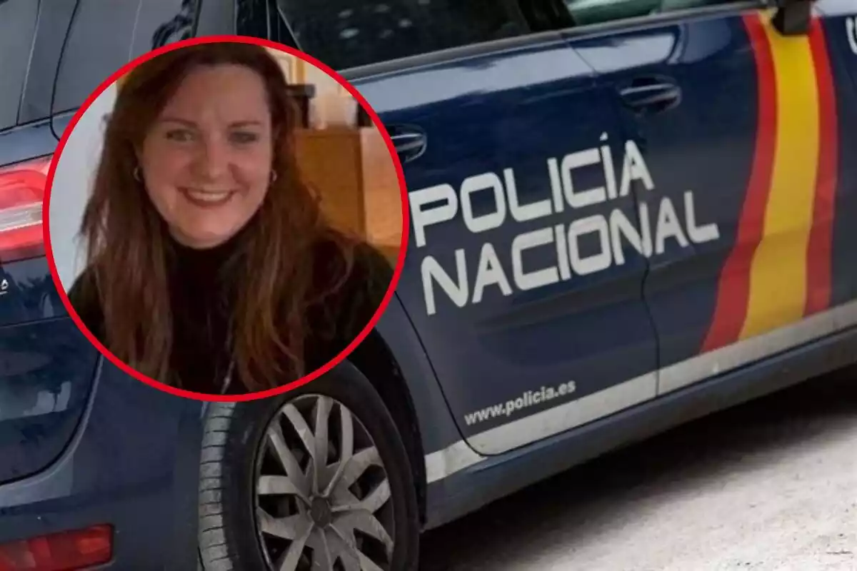 Montaje de Rosa Elena Solsona y un coche de la Policía Nacional