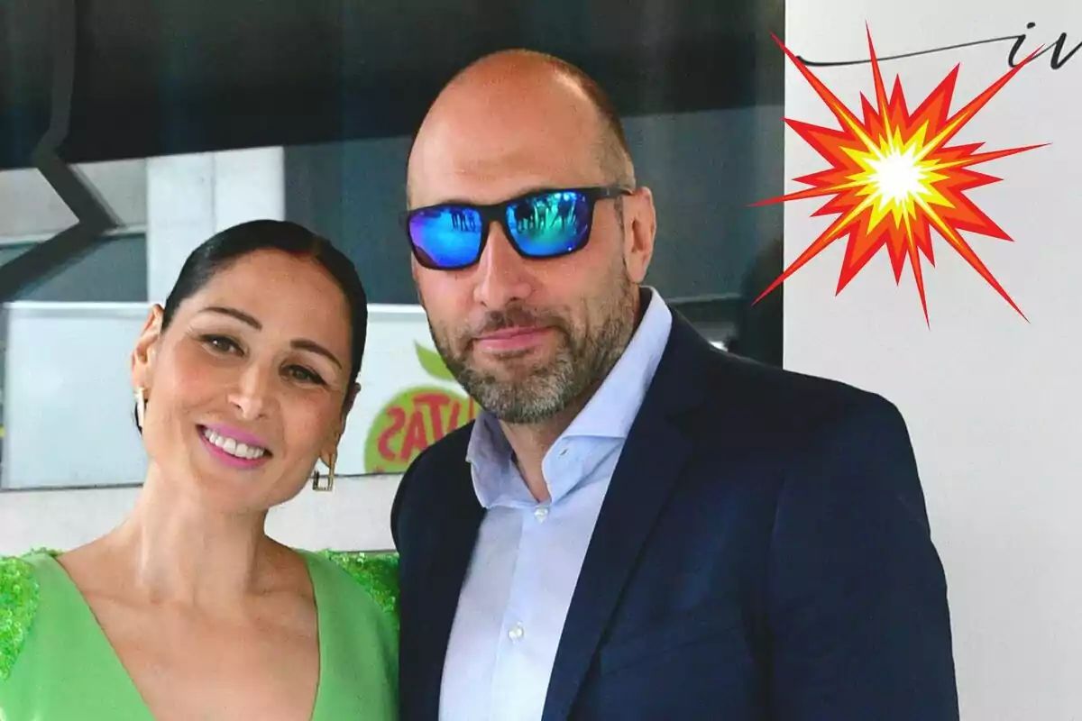 Rosa López e Iñaki García sonriente posando juntos, con la mujer vistiendo un vestido verde y el hombre usando gafas de sol azules.