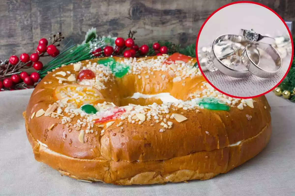 Montaje Roscón de Reyes y círculo con anillos