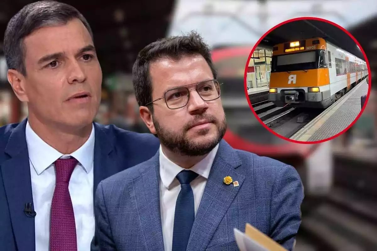 Montaje de Pedro Sánchez y Pere Aragonès, por la huelga de Renfe