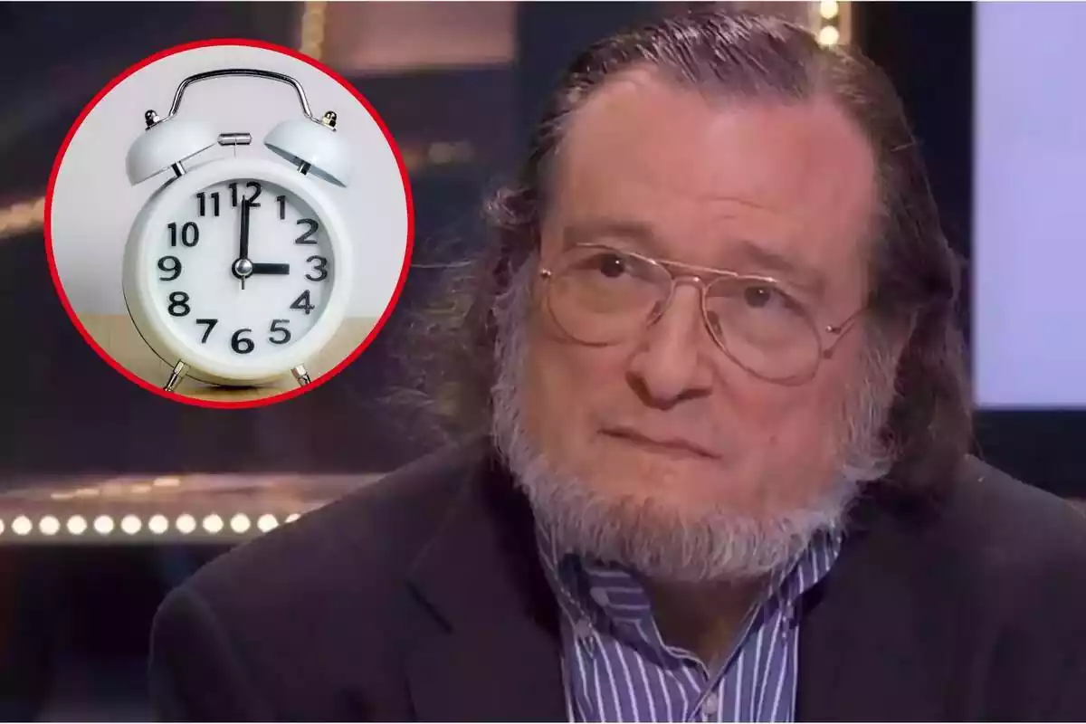 Montaje de Santiago Niño Becerra y un reloj