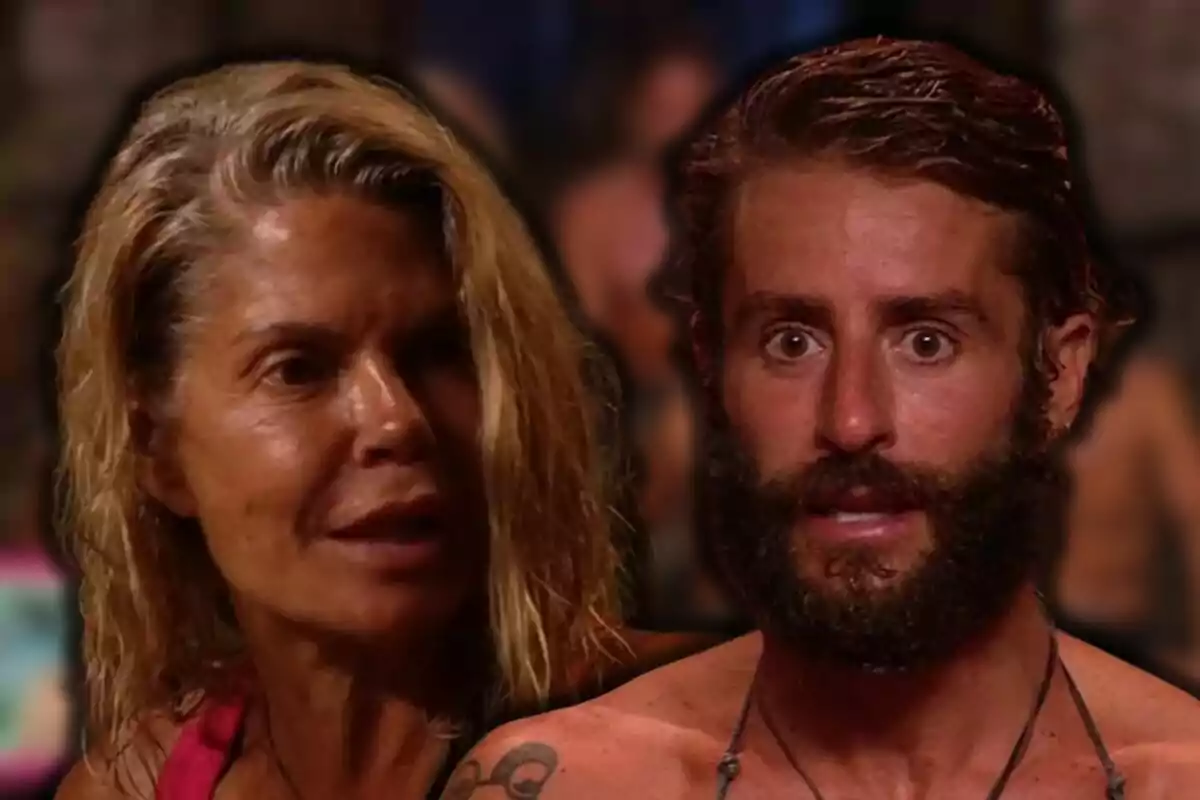 Makoke y Pelayo Díaz con expresión seria y sorprendida en un entorno de reality show