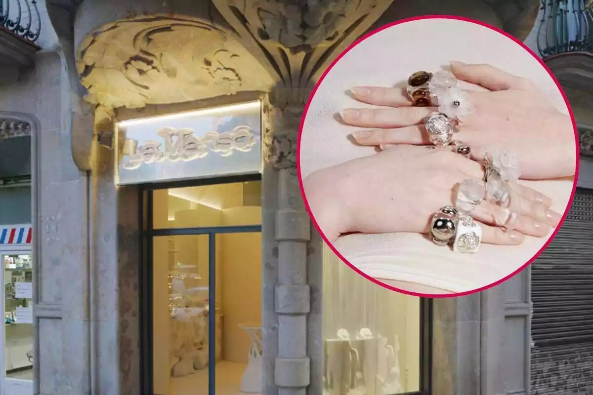 Montaje de la tienda La Manso de Barcelona y sus anillos