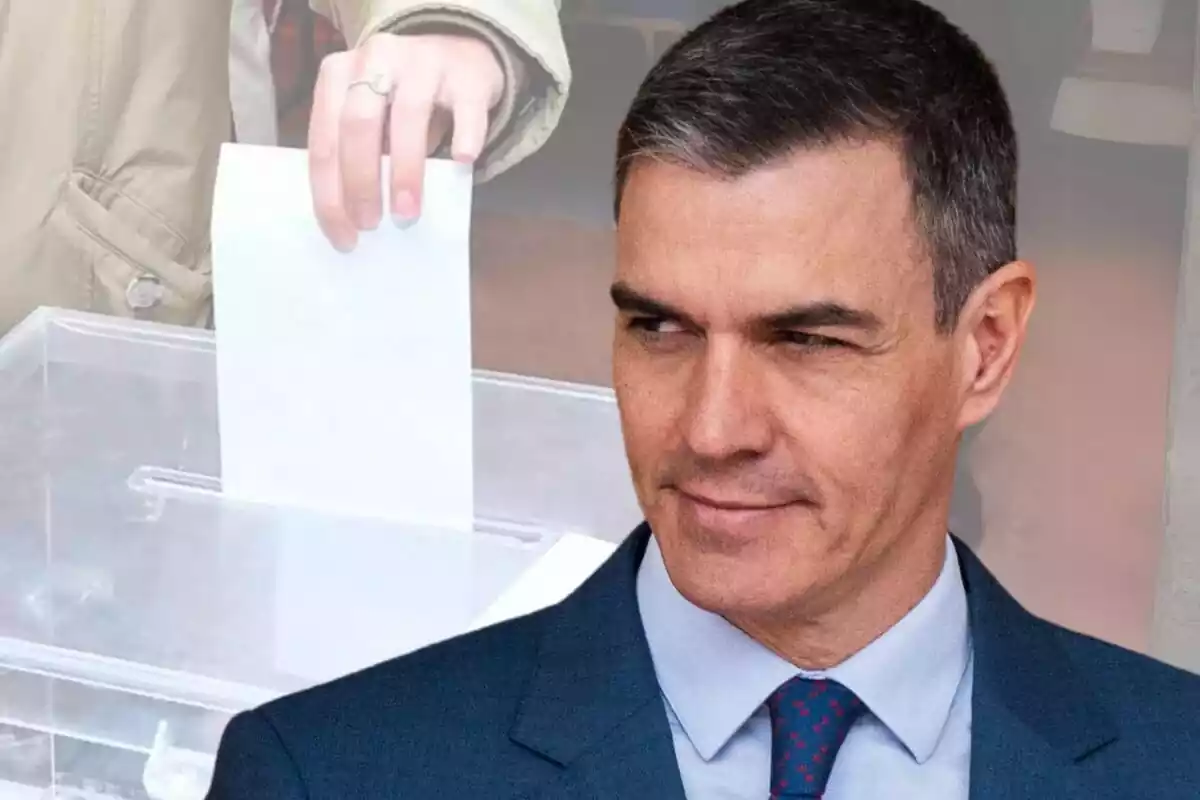 Montaje de Pedro Sánchez y una urna electoral