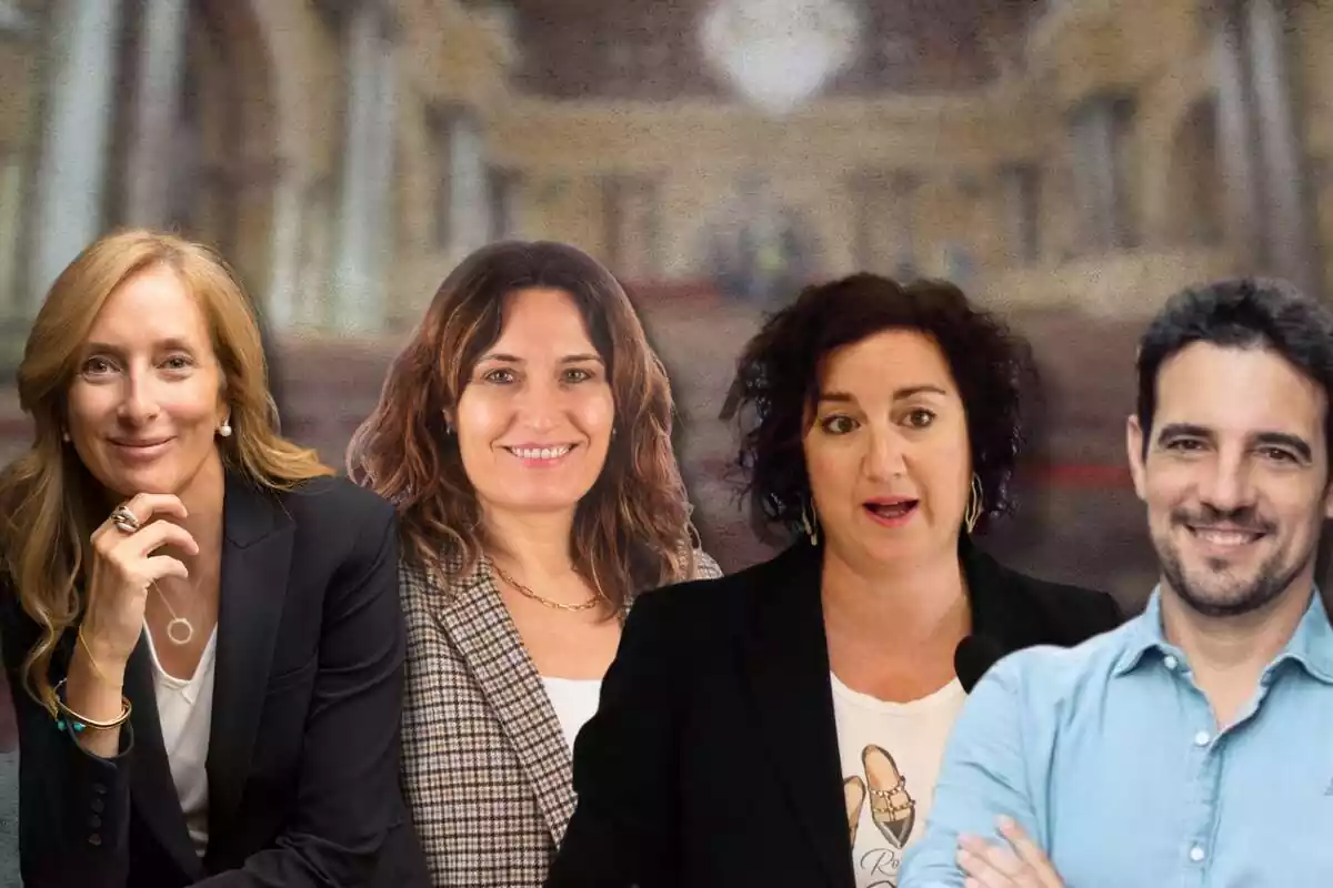 Montajes con los números 2 de las principales candidaturas, Anna Navarro, Laura Vilagrà, Alicia Romero y Manu Reyes