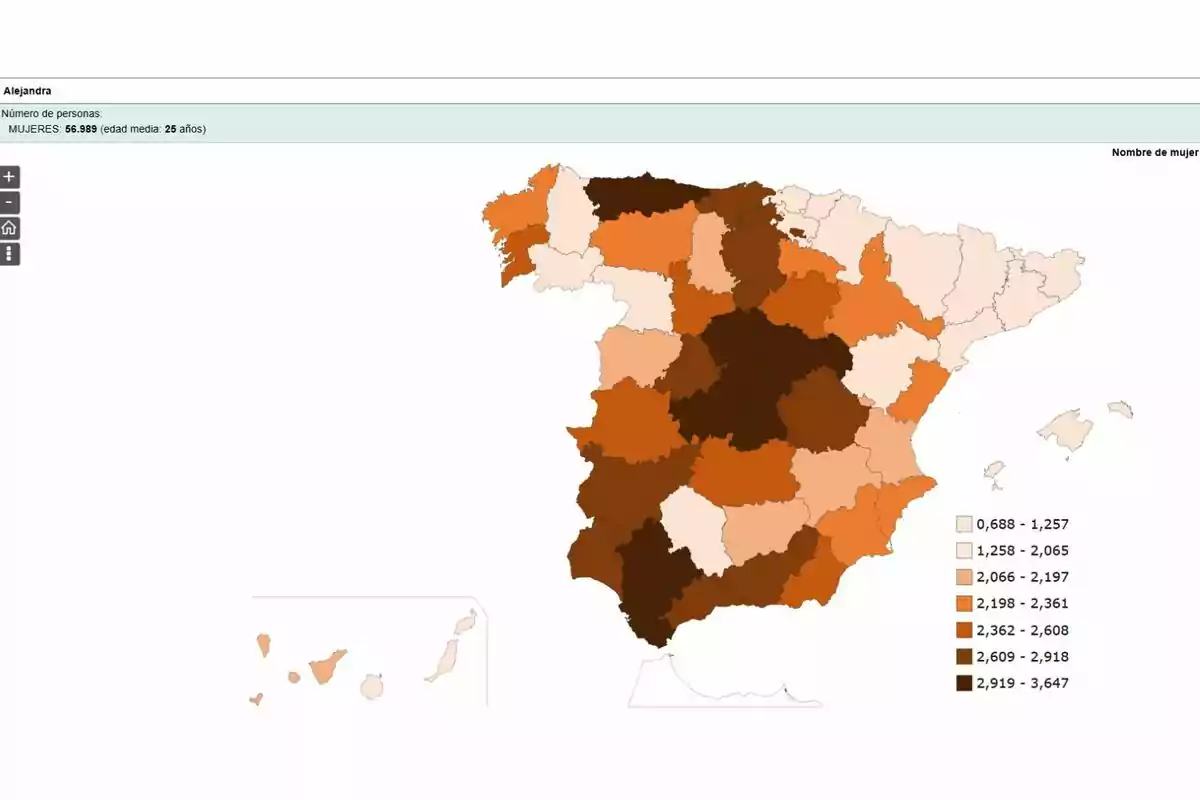 Mapa de España que muestra la distribución del nombre Mapa de España que muestra la distribución del nombre