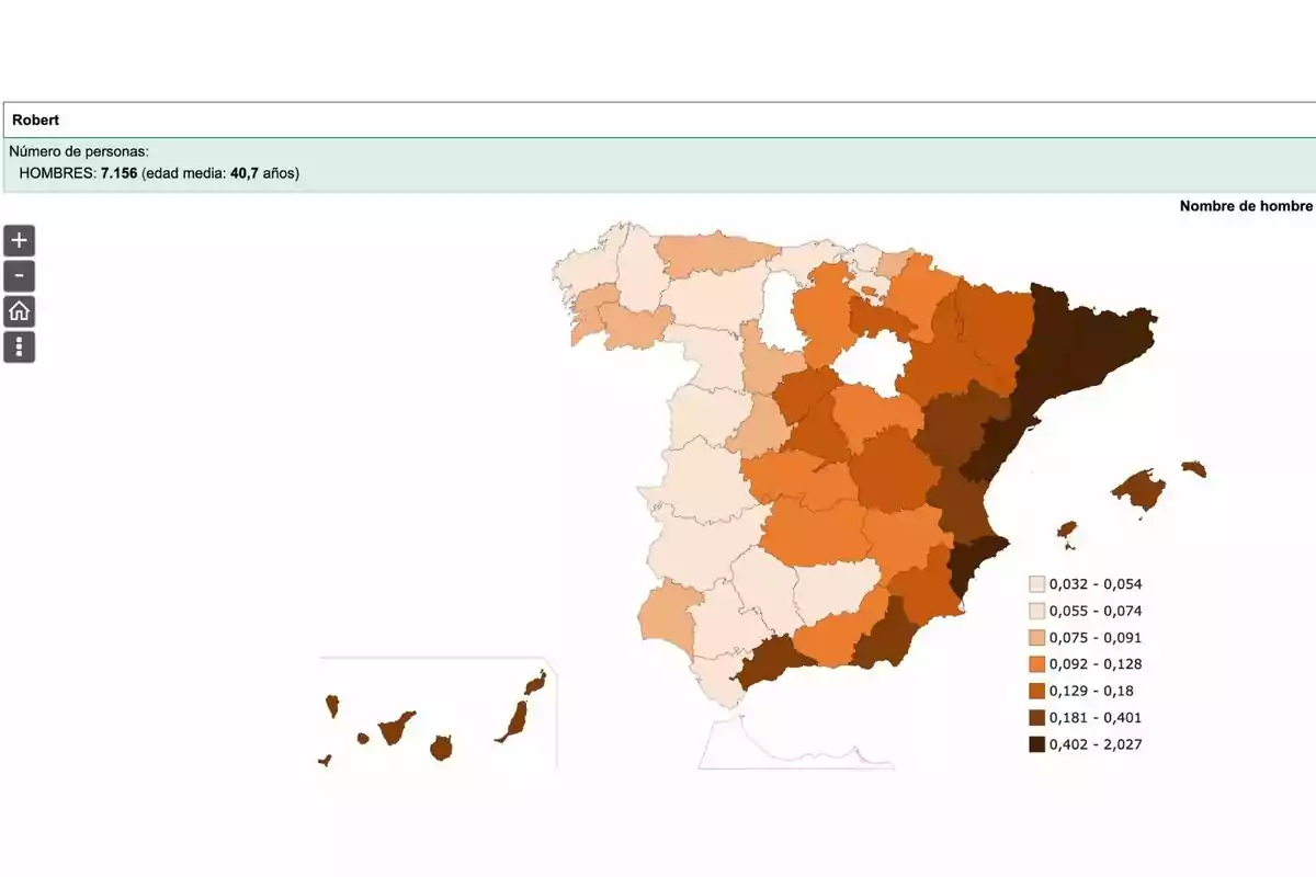 Mapa de España que muestra la distribución del nombre Mapa de España que muestra la distribución del nombre