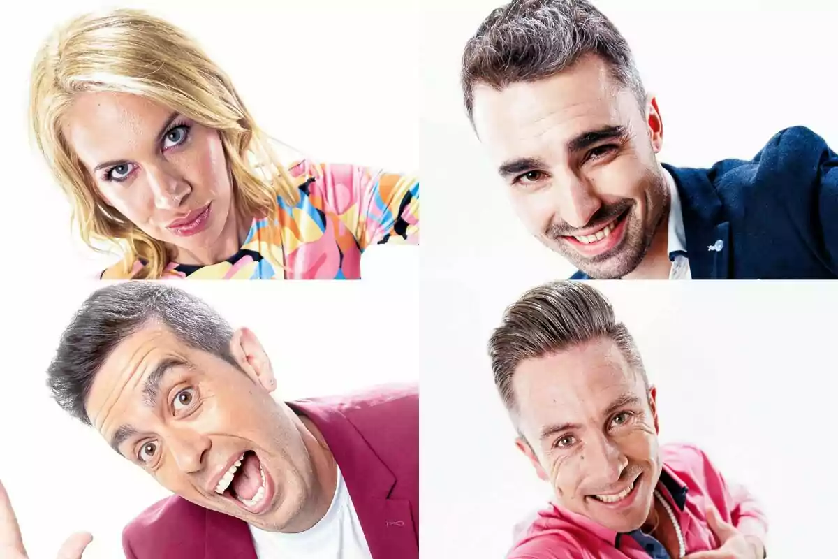 Montaje de Vanessa y Jorge en los recuadros de arriba y Javi y Juan en los de abajo como nominados de Gran Hermano.