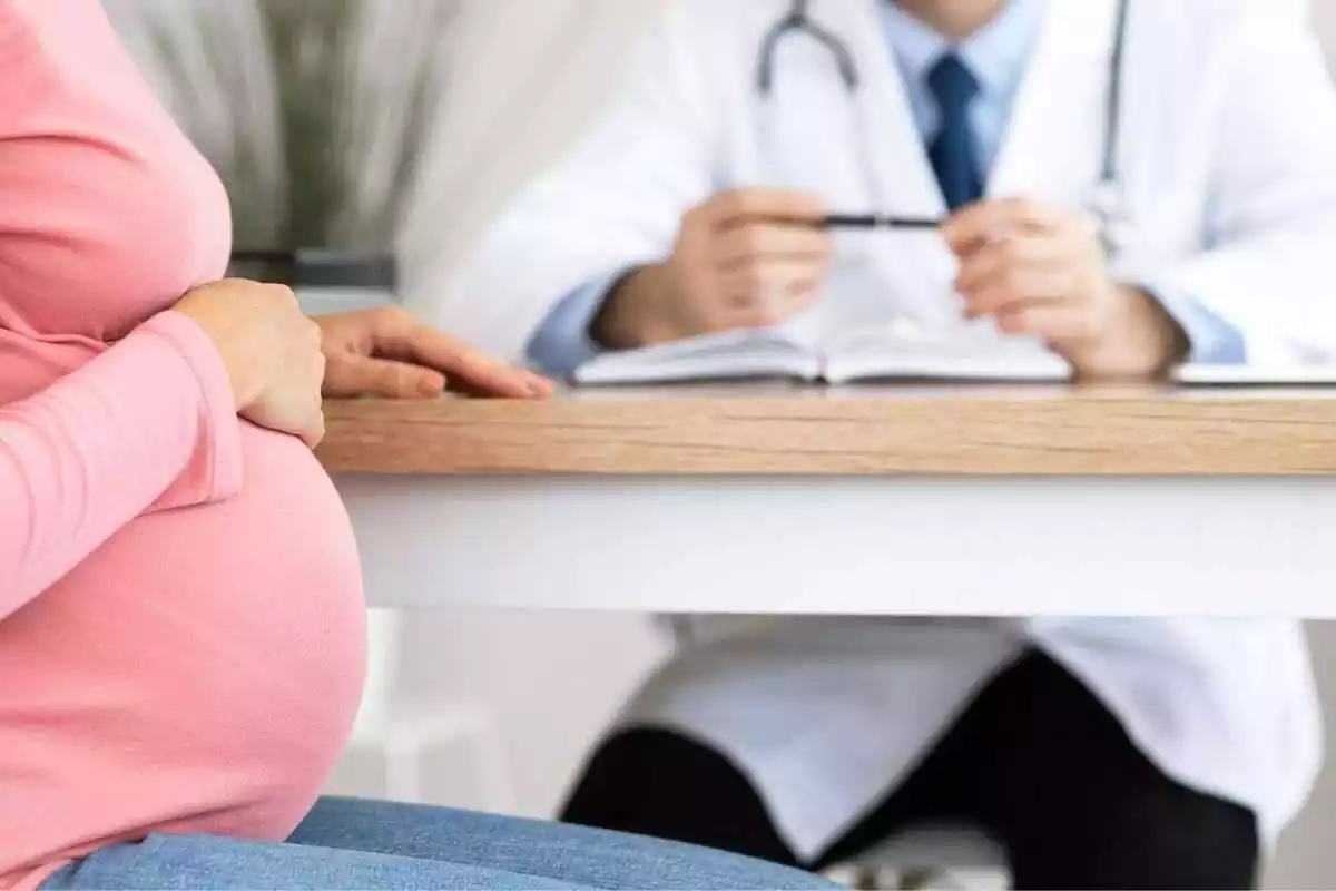 Paciente embarazada en consulta con su médico Paciente embarazada en consulta con su médico