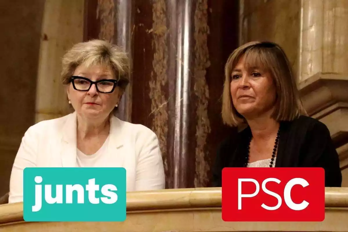 Imagen de las Senadoras de Junts y el PSC Teresa Pallarès y Nuria Marín, en el Parlament de Catalunya