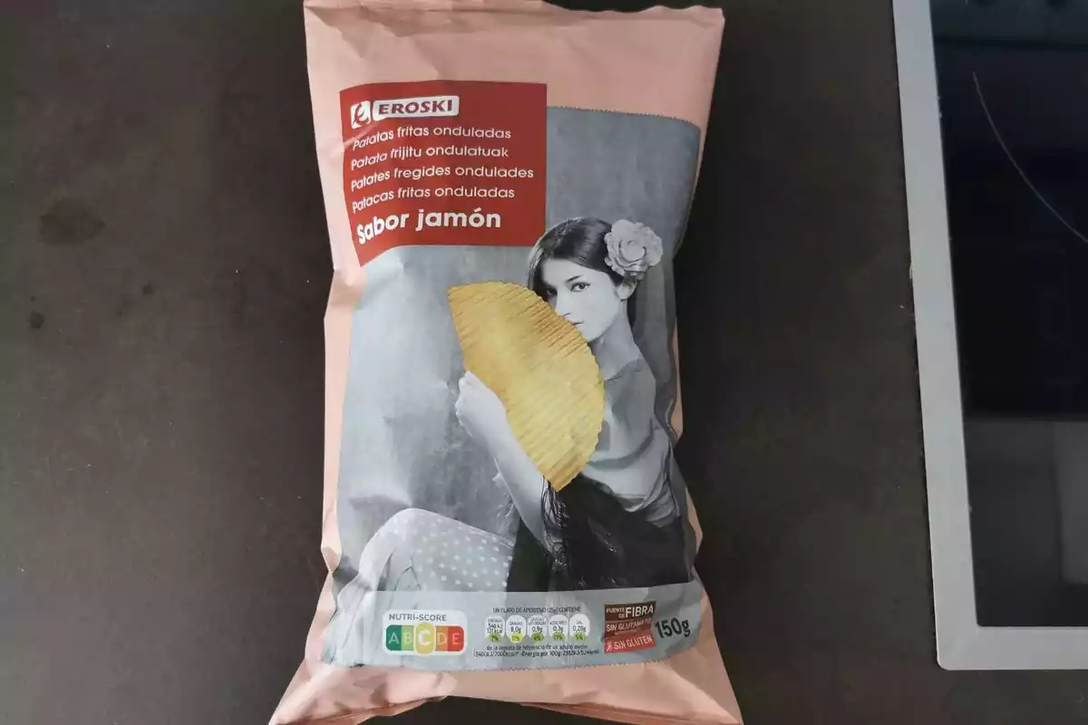 Patatas fritas onduladas sabor jamón de Eroski Patatas fritas onduladas sabor jamón de Eroski