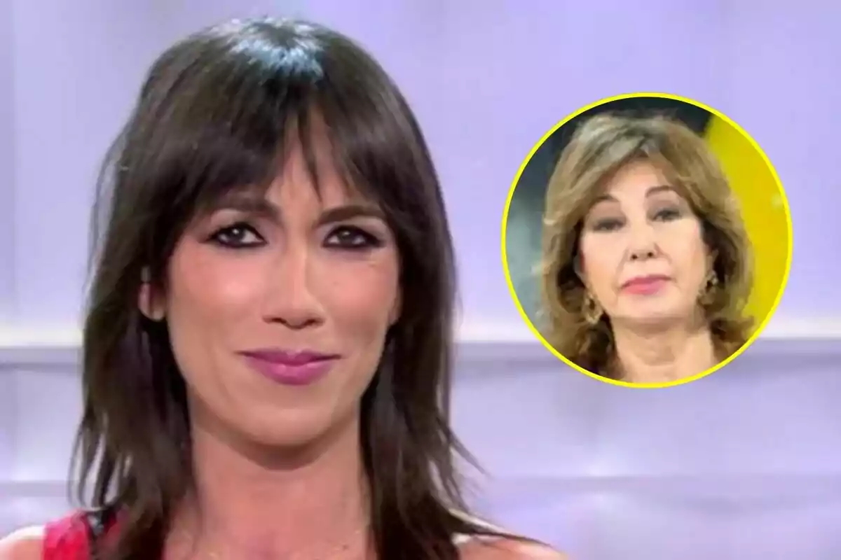 Patricia Pardo de cabello oscuro con flequillo sonriendo en Vamos a ver en primer plano y en la esquina superior derecha aparece el rostro de Ana Rosa Quintana mayor en El Programa de Ana Rosa dentro de un círculo amarillo