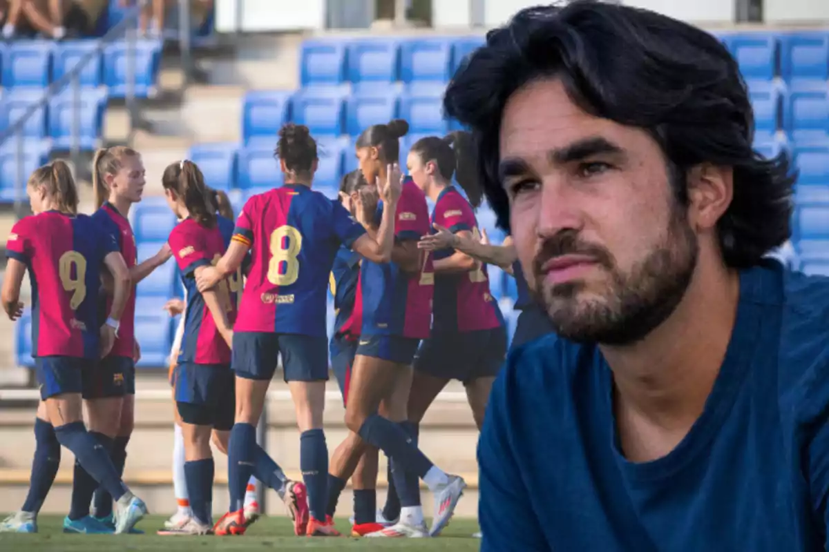 Pere Romeu y las jugadoras del Barça Femenino