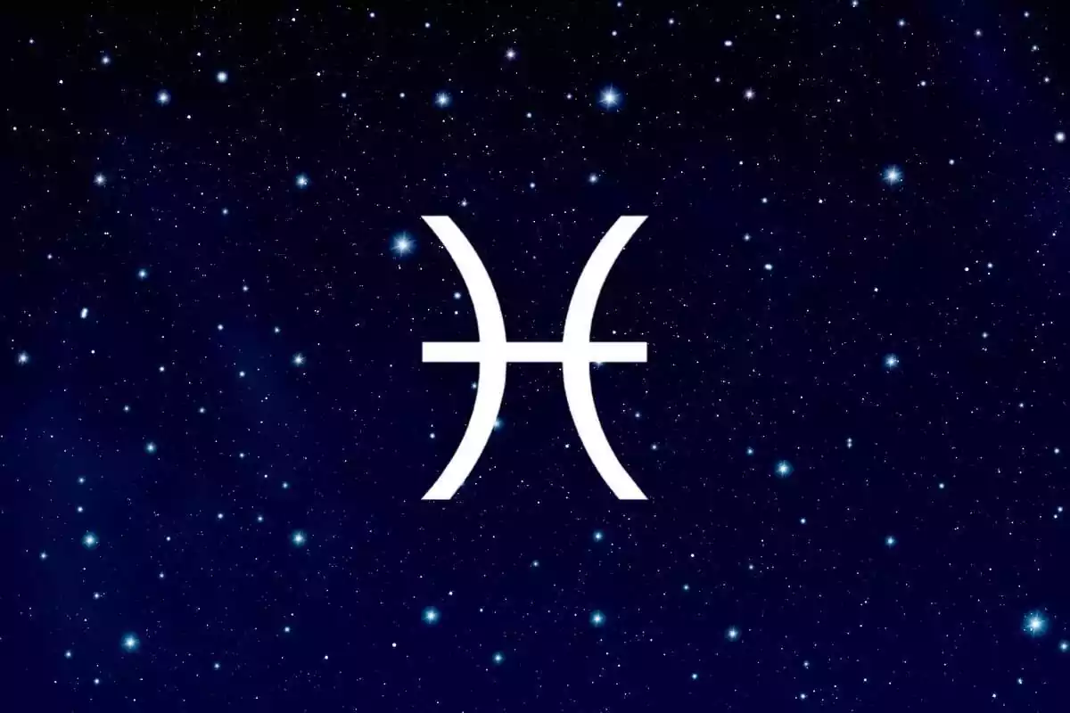 Signo del zodíaco Piscis con un cielo con estrellas de fondo