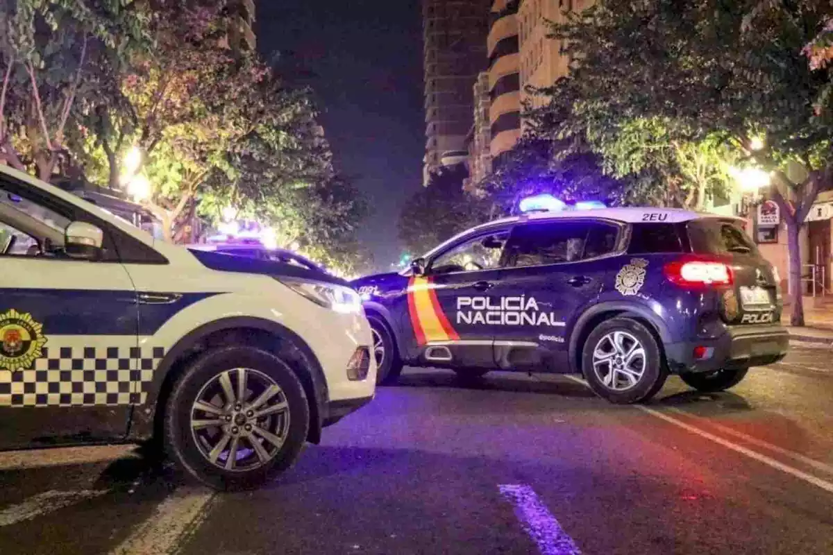 Imagen de la Policía Nacional y la Policía de Alicante con coches en un operativo