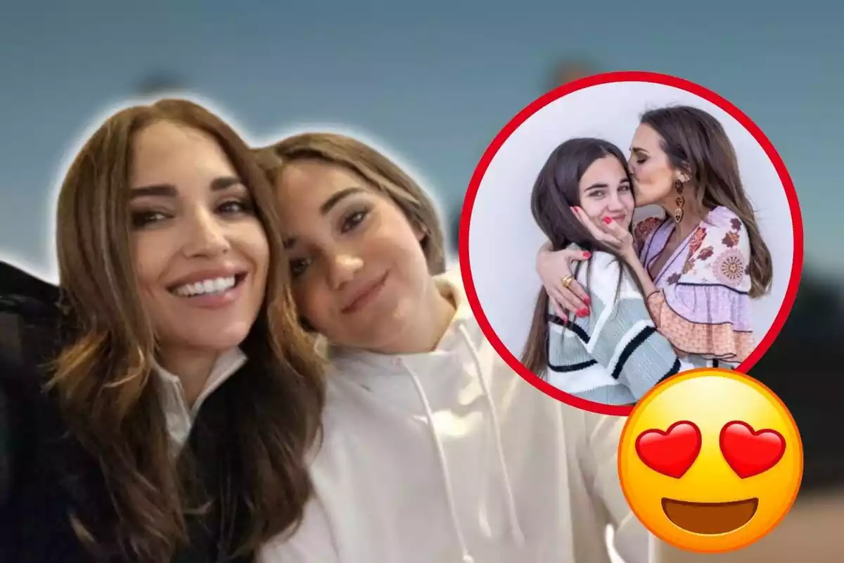 Paula Echevaria con su hija Daniella con un emoji de enamorado y un recorte de una foto de ellas