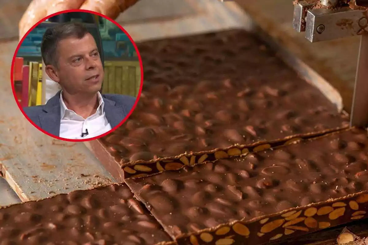 Montaje con elaboración de turrón con círculo rojo con Francesc Mauri